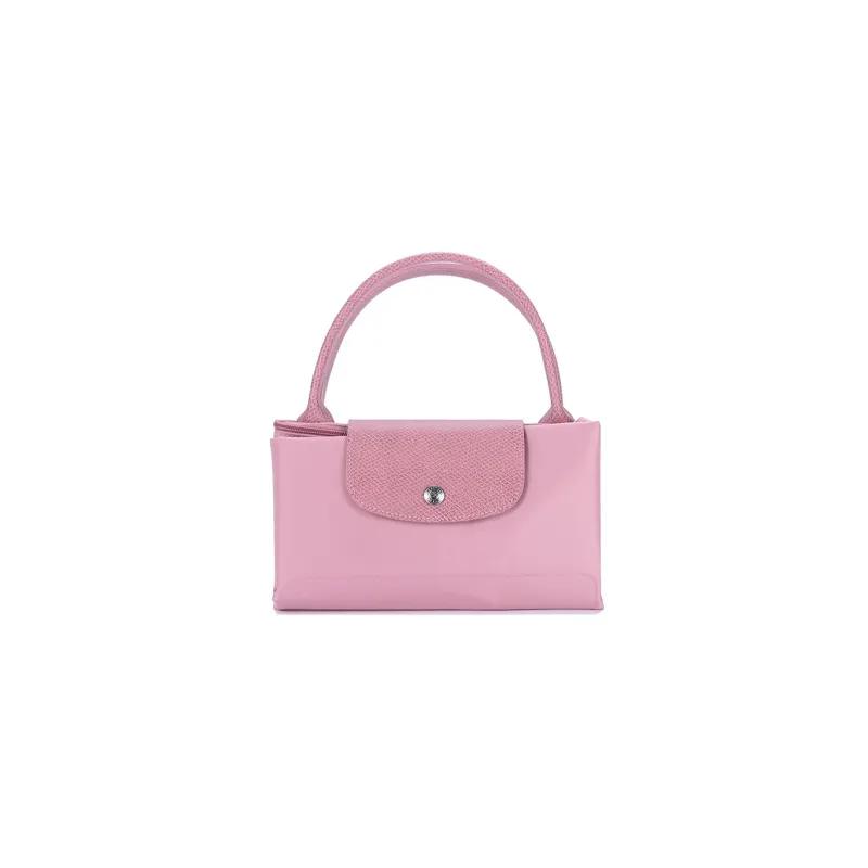 LONGCHAMP Le Pliage Green Canvas With Leather Trim Canvas Bag, Dumpling Bag, Handbag Medium Size Women's Pink-6