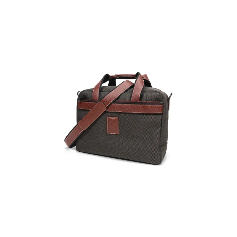 LONGCHAMP Boxford Fabric Laptop Bag Briefcase Combo Handbag Shoulder Bag Men's Army Green & Brown Multicolor-1