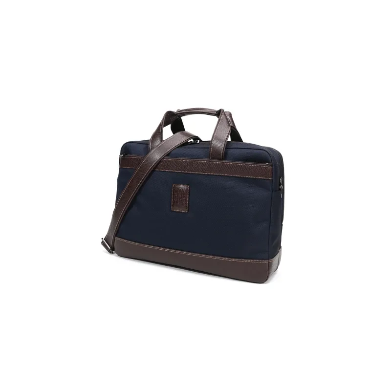 LONGCHAMP Le Pliage Fabric With Leather Travel Bag, Briefcase, Laptop Bag, Portable, Crossbody Bag Men's Blue Brown-1