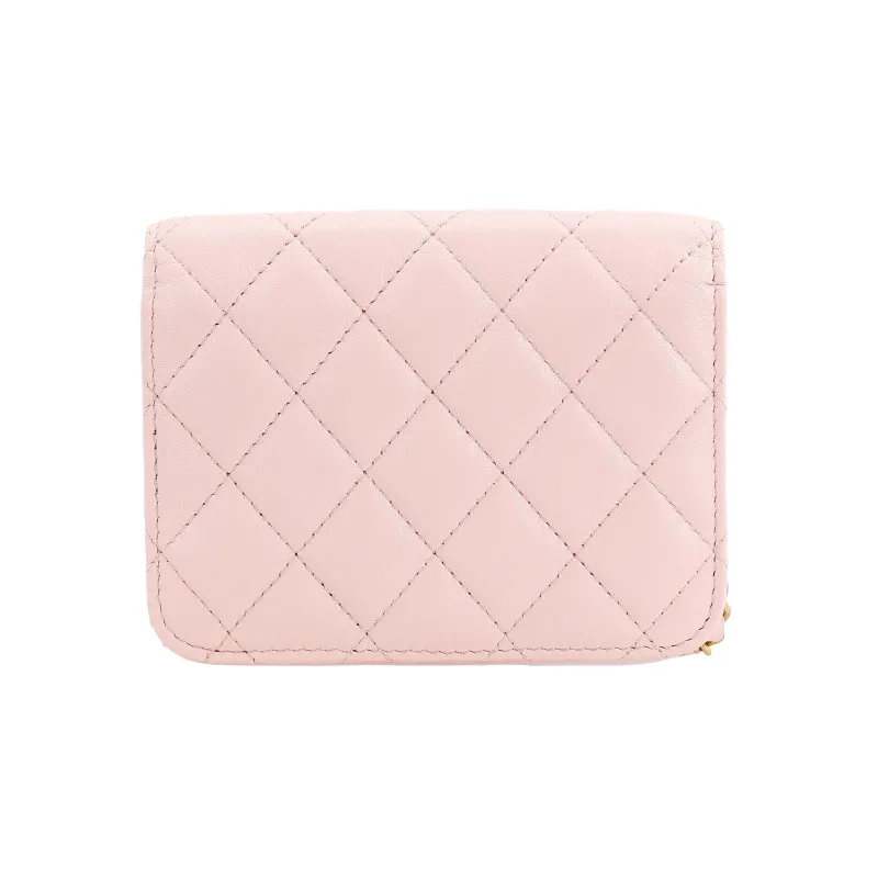 CHANEL Sheepskin Coin Purse, Fanny Pack, Shoulder Bag, Crossbody Bag Women's Pink-3