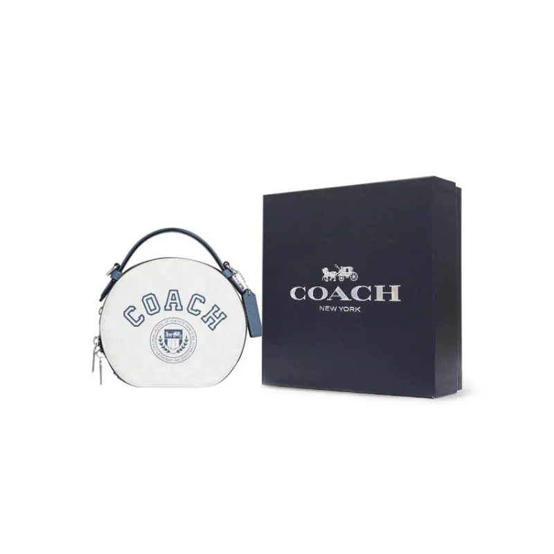COACH Canteen Artificial Leather Handbag Shoulder Bag Crossbody Bag Medium Size Women's Chalk White & Indigo-5