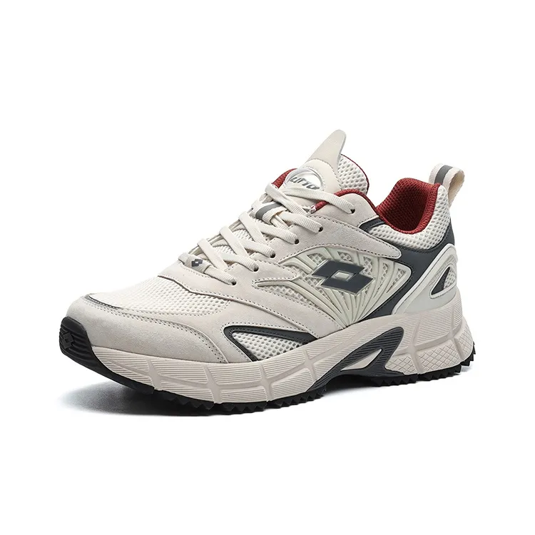 LOTTO Cushioned Wear-Resistant Slip-Resistant Low-Top Running Shoes Men's Oatmeal White-1