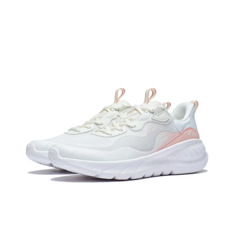 LiNing EasyFit Fle Cushioning Anti-Slip Wear-Resistant Breathability Low-Top Running Shoes Women's White Pink-2