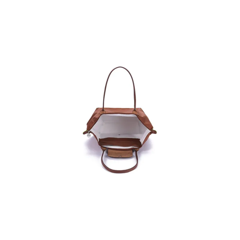 LONGCHAMP Le Pliage Green Canvas With Leather Canvas Bag Dumpling Bag Handbag Shoulder Bag Large Size Women's Brown-5