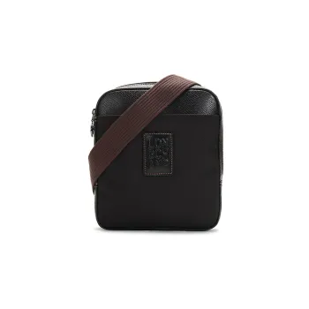 LONGCHAMP Boxford Cow Leather Trim Shoulder Bag Crossbody Bag Small Size Men's Black