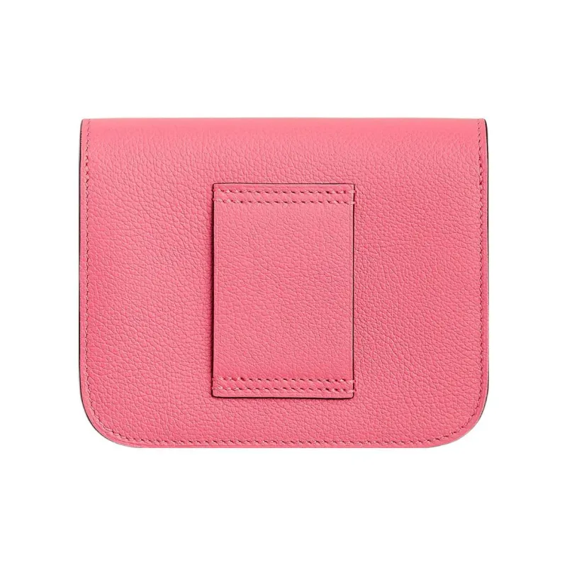 HERMES Evercolor Calfskin Wallets Card Holders Fanny Pack Women's 8W Rose Azalee New Lipstick Pink-2