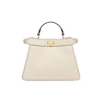 FENDI Peekaboo ISeeU Calfskin Shoulder Bag Crossbody Bag Handbag Small Size Women's White