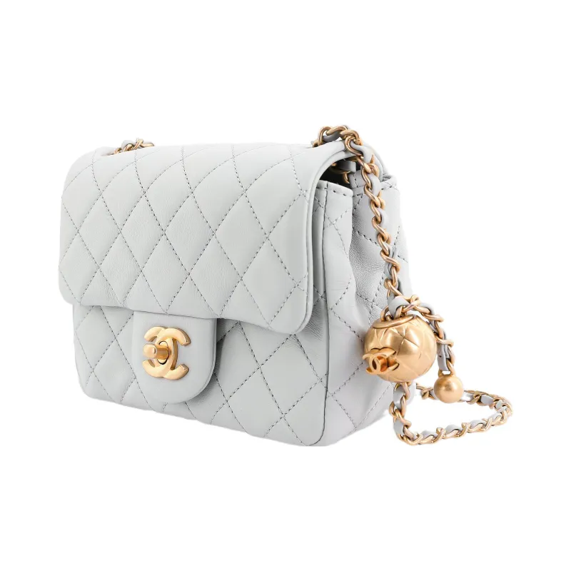 CHANEL 22K Autumn And Winter Sheepskin Pochette Crossbody Bag, Shoulder Bag Women's Gray Green-1