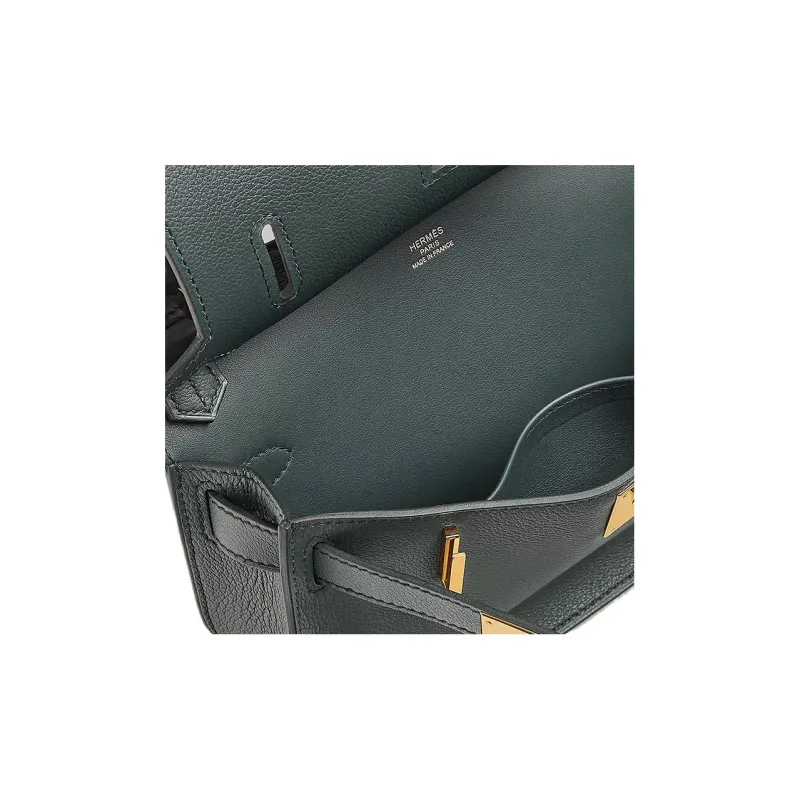HERMES Jypsiere Evercolor Calfskin Shoulder Bag, Crossbody Bag Mini Women's Rousseau Green/Cypress Cyan-3