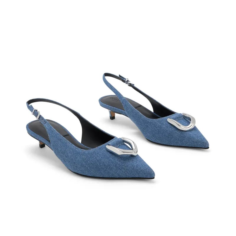 CHARLES&KEITH Small CK Slim Heel High Heels 3.5cm Women's Blue/Black-2