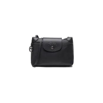 LONGCHAMP Le Pliage Leather Shoulder Bag Crossbody Bag Women's Black