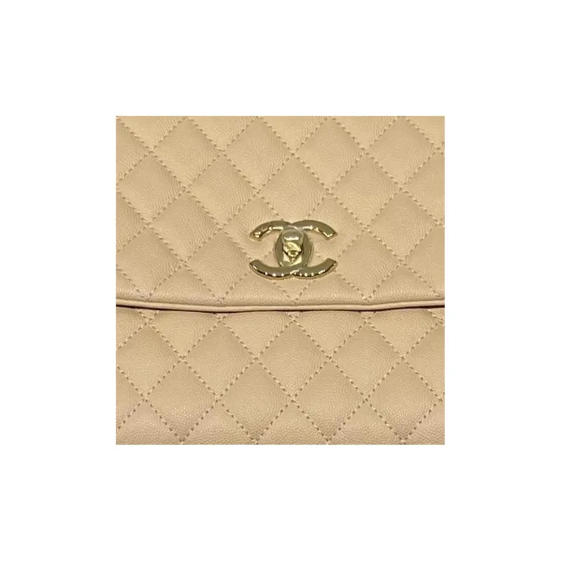 CHANEL Coco Handle Calfskin & Gold Metal Flap Bag Handbag, Shoulder Bag, Crossbody Bag Tubas Women's Beige-2