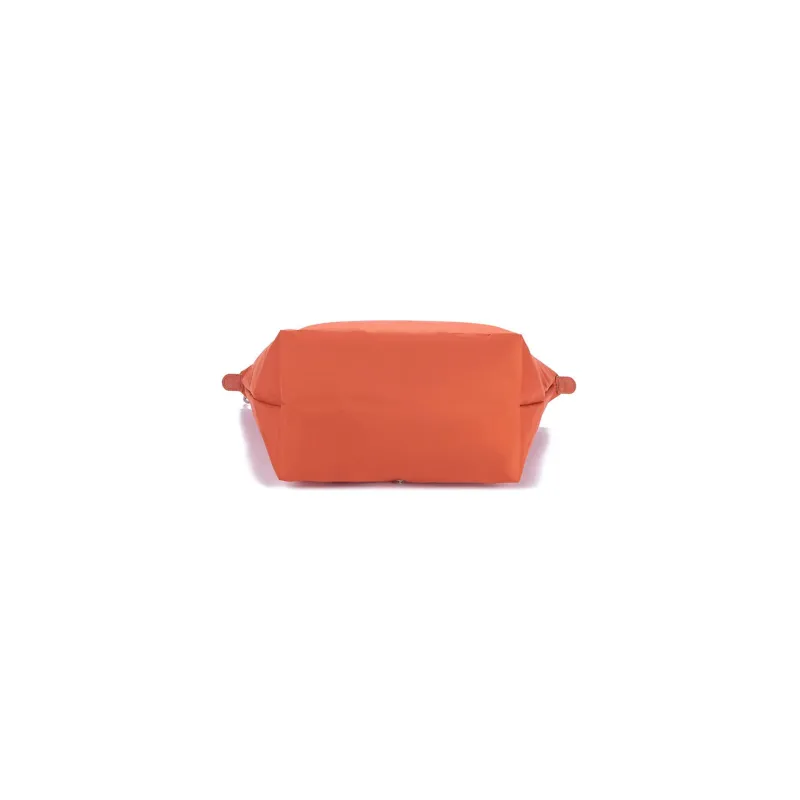 LONGCHAMP Le Pliage Green Cow Leather Trim Dumpling Bag Handbags Small Size Women's Orange-4