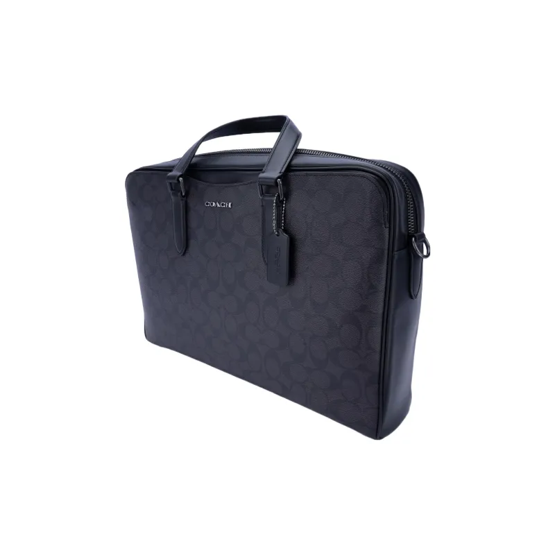 COACH Graham Calfskin Portable One Shoulder Crossbody Briefcases Large Size Men's Black-1