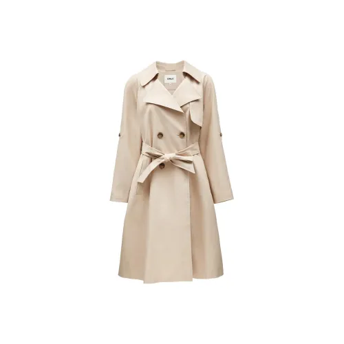 ONLY Trench Coats Women's C13 Light Khaki STOCKING BEIGE