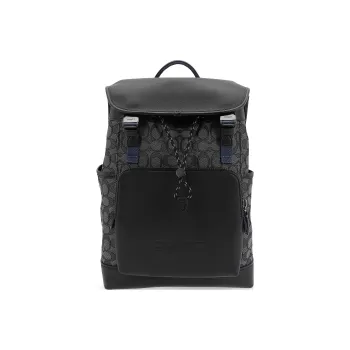COACH League Fabric With Calfskin Travel Bags Backpack Large Size Men's Black