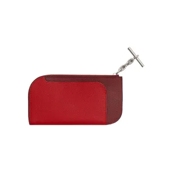 HERMES Strap Evercolor Calfskin Cell Phone Pouch Small Size Unisex Hermes Red/Hot Pepper Red