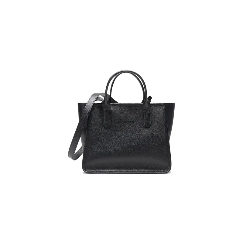 LONGCHAMP Le Foulonné Cow Leather Briefcase Shoulder Bag Crossbody Bag Handbag Women's Black-0