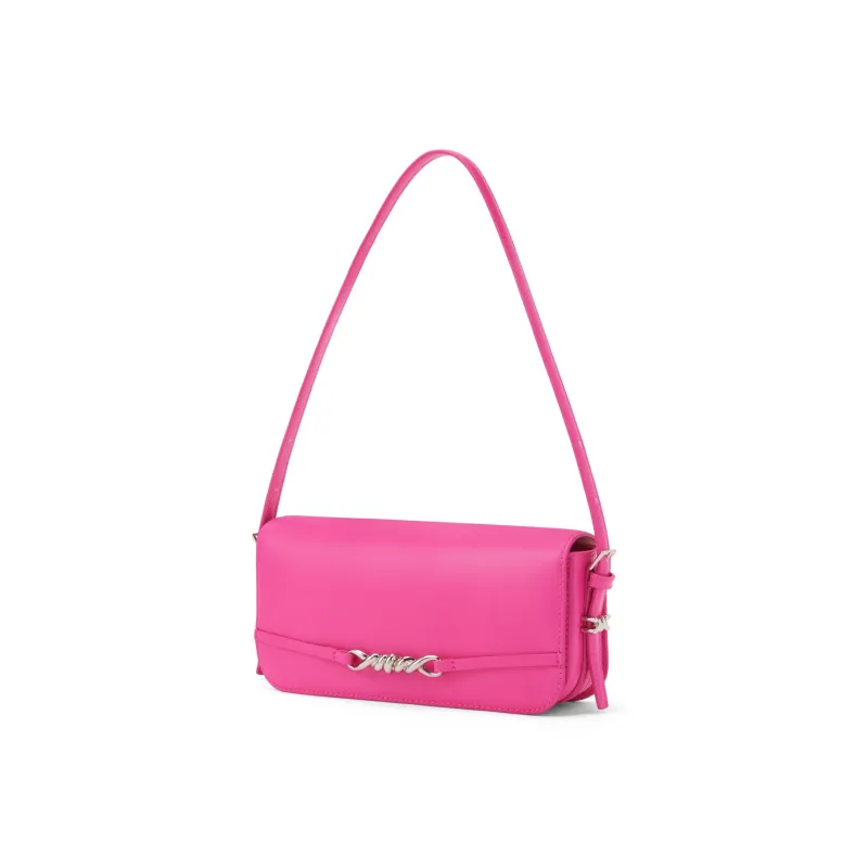 CHARLES&KEITH Polyurethane Small CK Bag Small Square Bag Shoulder Bag Women's Cream Milk White/Navy Blue/Fuchsia-7