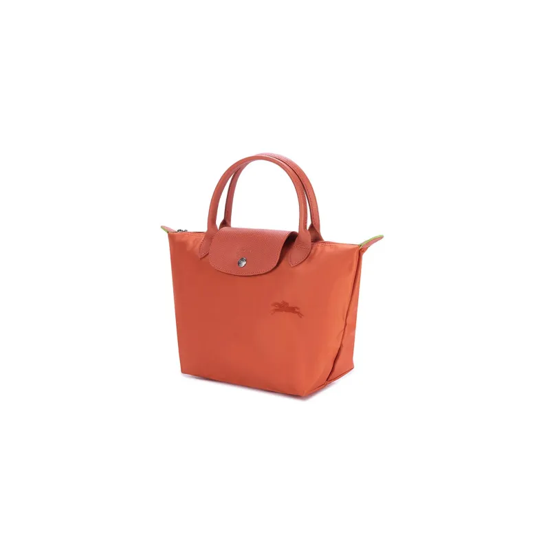 LONGCHAMP Le Pliage Green Cow Leather Trim Dumpling Bag Handbags Small Size Women's Orange-1