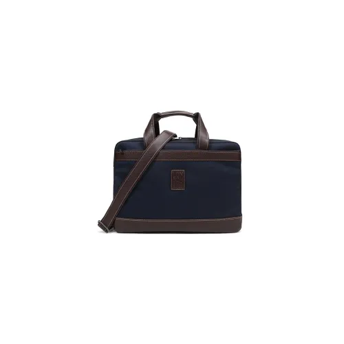 LONGCHAMP MEN‘s Canvas/Leatehr Briefcase Blue/Brown