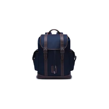 LONGCHAMP Boxford Canvas With Leather Backpack Men's Blue & Brown