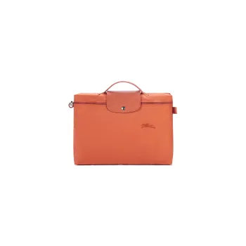 LONGCHAMP Le Pliage Green Recycled Canvas With Leather Trim Document Bag Handbag Briefcase Small Size Men's Orange Red