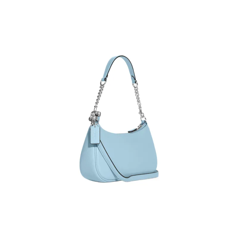 COACH Teri Pebble Texture Cow Leather Crescent Bag, Shoulder Bag, Portable Crossbody Bag, Shoulder Bag Women's Blue-1