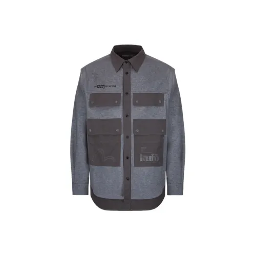 EVISU Shirts Men Dark Gray/Dark Charcoal