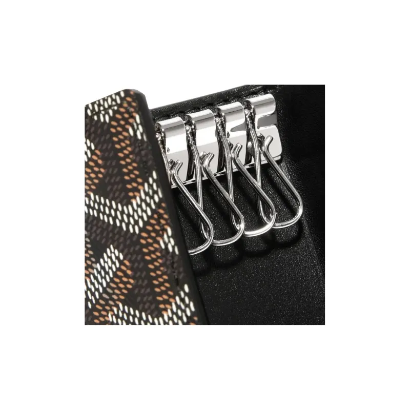 GOYARD SAINT-MICHEL Canvas With Leather Key Pouch Unisex Black-4