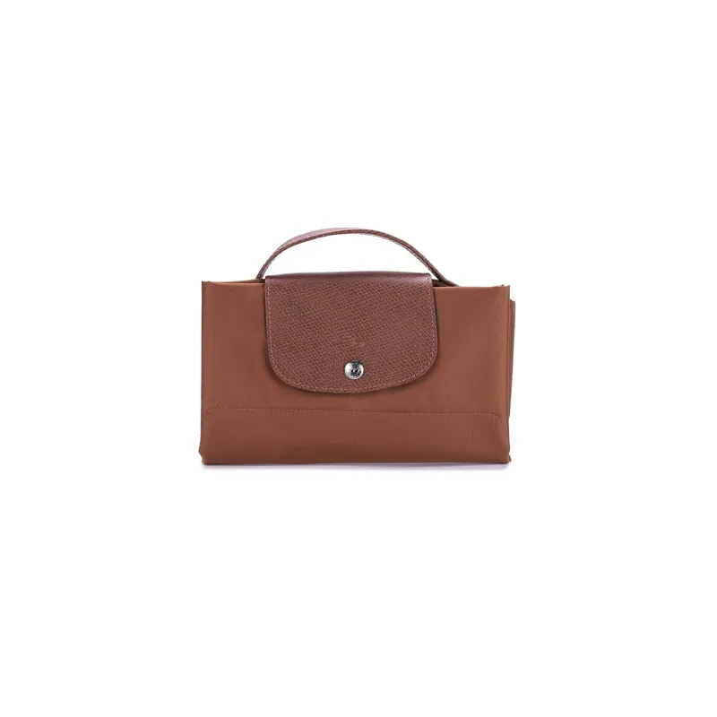 LONGCHAMP Le Pliage Green Recycled Canvas With Leather Trim Canvas Bag Handbag Briefcase Men's Brown-6