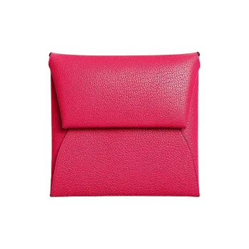 HERMES Bastia Chamkila Goat Skin Coin Purses Wallets Women's I6 Rose Extreme Extreme Pink