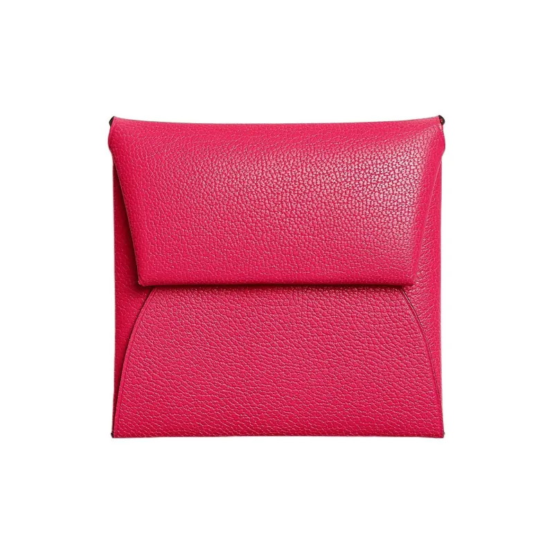 HERMES Bastia Chamkila Goat Skin Coin Purses Wallets Women's I6 Rose Extreme Extreme Pink-0