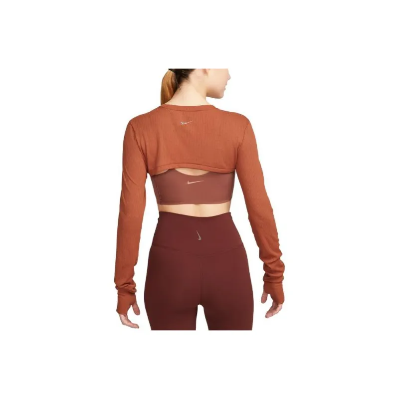Nike Crop Tops Women's Darker Reddish Umber-1