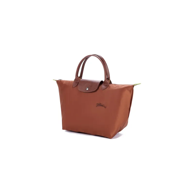 LONGCHAMP Le Pliage Green Cow Leather Trim Dumpling Bag Handbags Medium Size Women's Brown-1