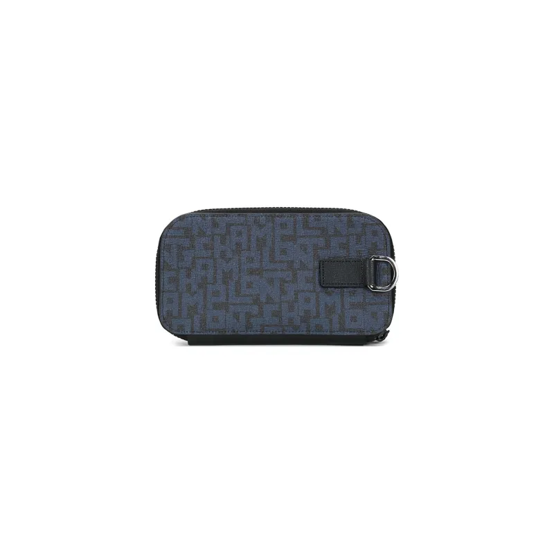 LONGCHAMP Le Pliage Cow Leather Clutches Wallets Unisex Black Navy Blue-3