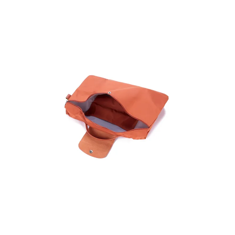LONGCHAMP Le Pliage Green Recycled Canvas With Leather Trim Document Bag Handbag Briefcase Small Size Men's Orange Red-6