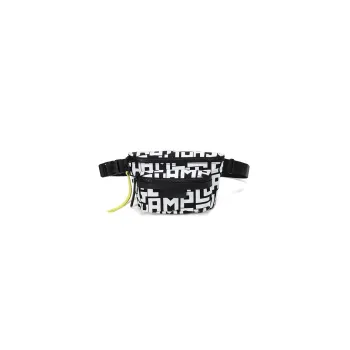 LONGCHAMP Le Pliage LGP Polyamide Canvas With Full Grain Cow Leather Fanny Pack Medium Size Women's Black White