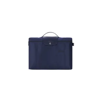 LONGCHAMP Le Pliage Green Cow Leather Canvas Bag Briefcase Men's Navy Blue