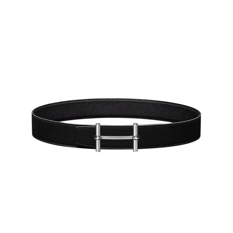 HERMES H D'Ancre Leather Belts Men Black-0