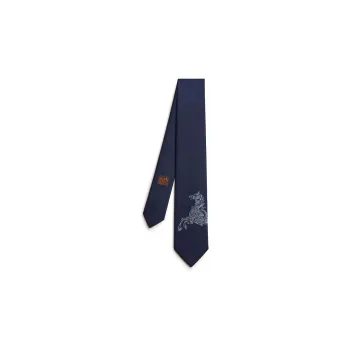 HERMES Silk Ties Unisex Marine Blue