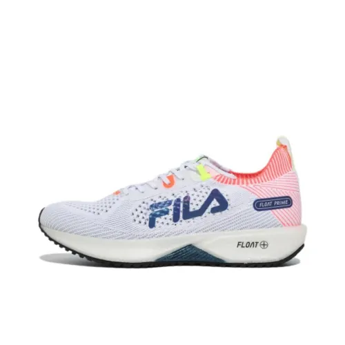 FILA Float Prime Abrasion Resistant Breathable Low Top Running Shoes Men's White Red