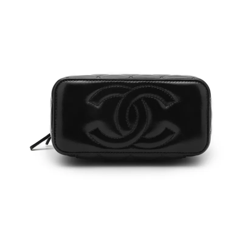 CHANEL Sheepskin Portable One Shoulder Crossbody Clutch Women's Black-4