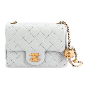 CHANEL 22K Autumn And Winter Sheepskin Pochette Crossbody Bag, Shoulder Bag Women's Gray Green