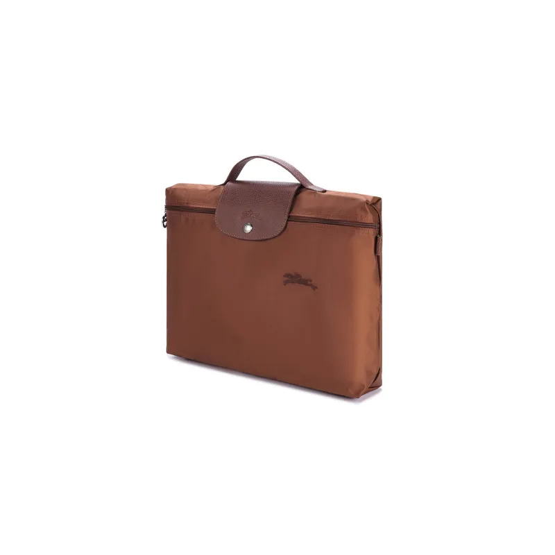 LONGCHAMP Le Pliage Green Recycled Canvas With Leather Trim Canvas Bag Handbag Briefcase Men's Brown-1