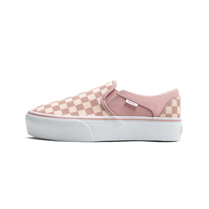 Vans Asher Platform Active Durable Breathable Low-Top Skateboard Shoes Women's Pink White Carpet Set-0