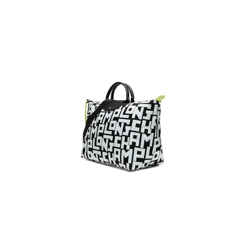 LONGCHAMP Le Pliage LGP Fabric One Shoulder Handbags Large Size Women's Black White-1