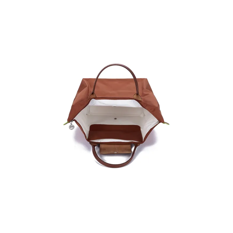 LONGCHAMP Le Pliage Green Cow Leather Trim Dumpling Bag Handbags Medium Size Women's Brown-5