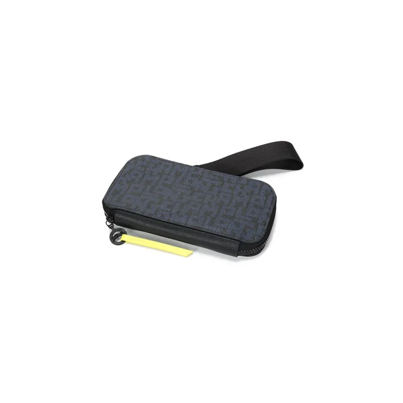 LONGCHAMP Le Pliage Cow Leather Clutches Wallets Unisex Black Navy Blue-7