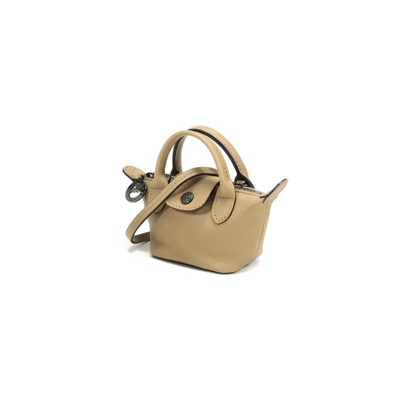 LONGCHAMP Le Pliage Cuir Sheepskin Portable Crossbody Bag, Shoulder Bag Women's Khaki-1
